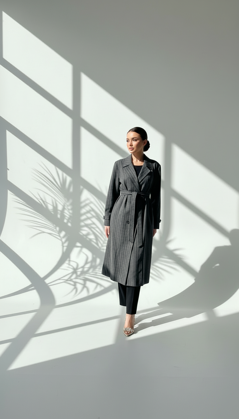 جاكيت طويل مع فولار