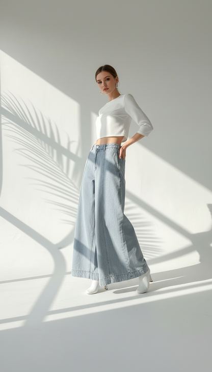 بنطلون جينز واسع