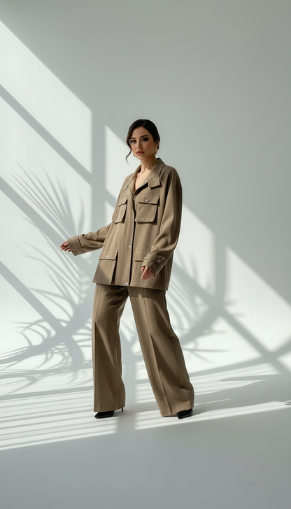 بدلة نسائي بجيوب كبيرة