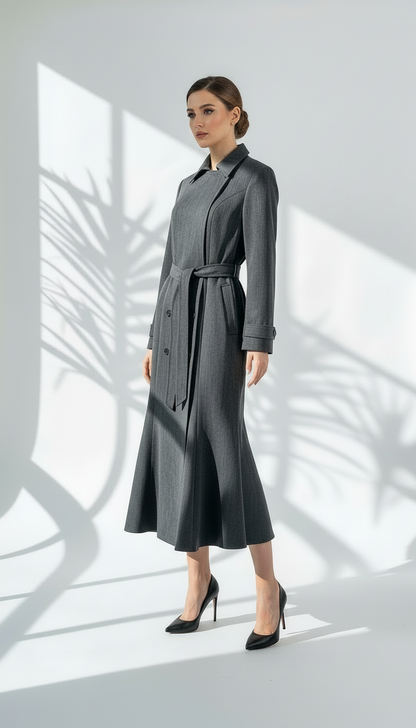 جاكيت طويل بقصة مموجة