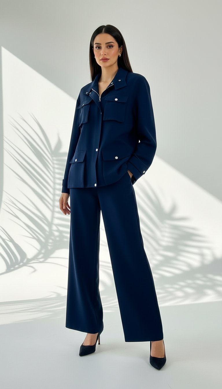 بدلة نسائي بجيوب كبيرة