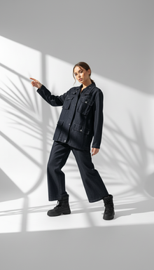 بدلة  جينز نسائي بازرار كبس