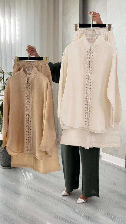 بدلة نسائي برباط امامي