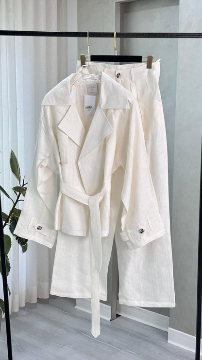 بدلة نسائي فضفاض بحزام