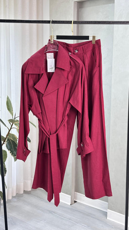 بدلة نسائي فضفاض بحزام