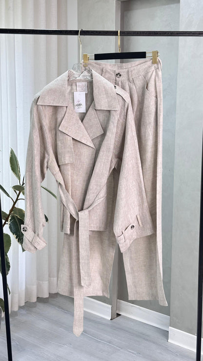 بدلة نسائي فضفاض بحزام