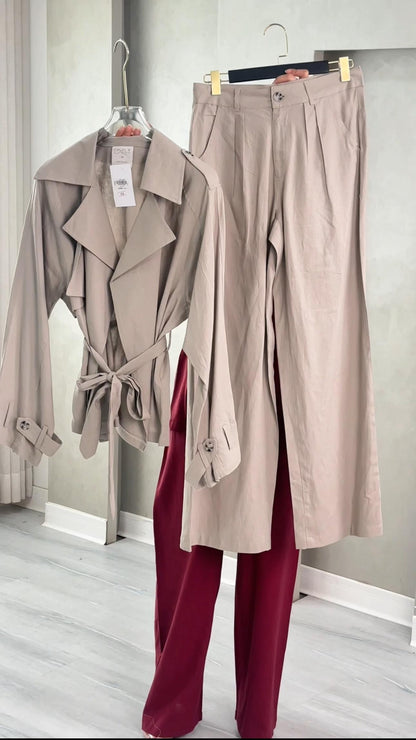 بدلة نسائي فضفاض بحزام