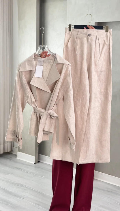 بدلة نسائي فضفاض بحزام