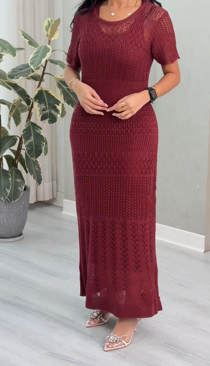 فستان شبك نص كم