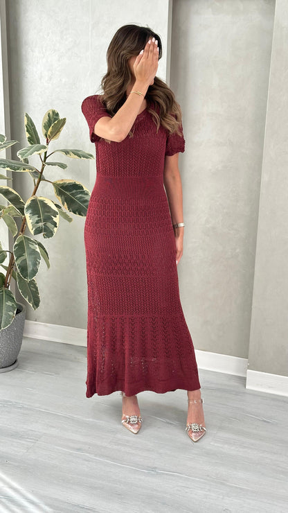 فستان شبك نص كم