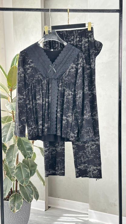 بيجامة نسائي ببنطال عريض