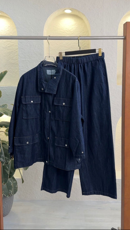 بدلة  جينز نسائي بازرار كبس