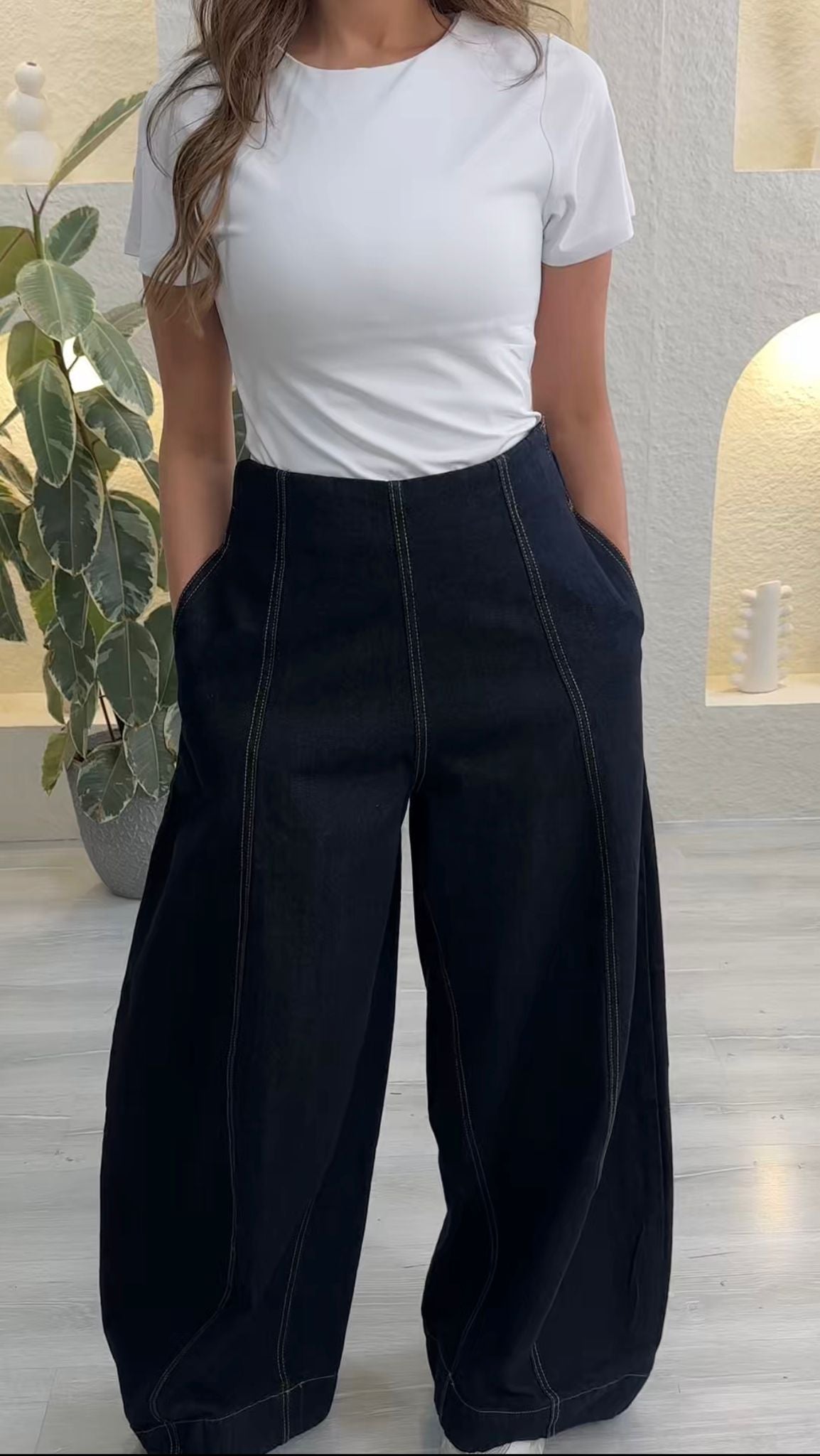 بنطلون جينز واسع