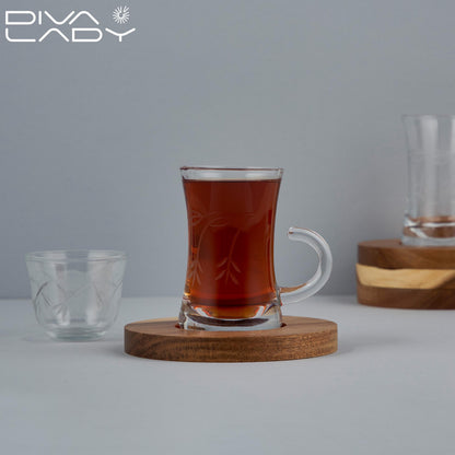 طقم استكانه وفنجان زجاجية