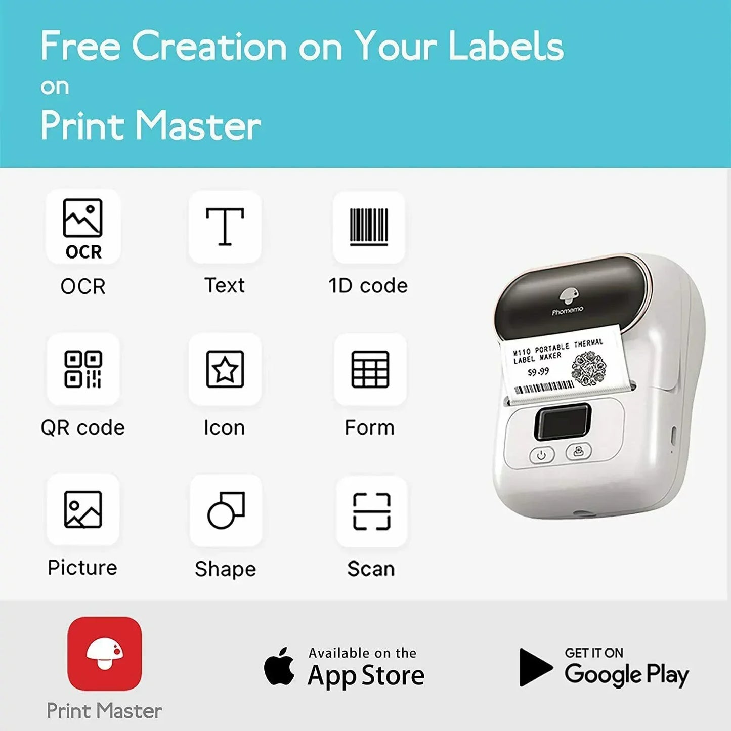 طابعة ملصقات بلوتوث Phomemo M110