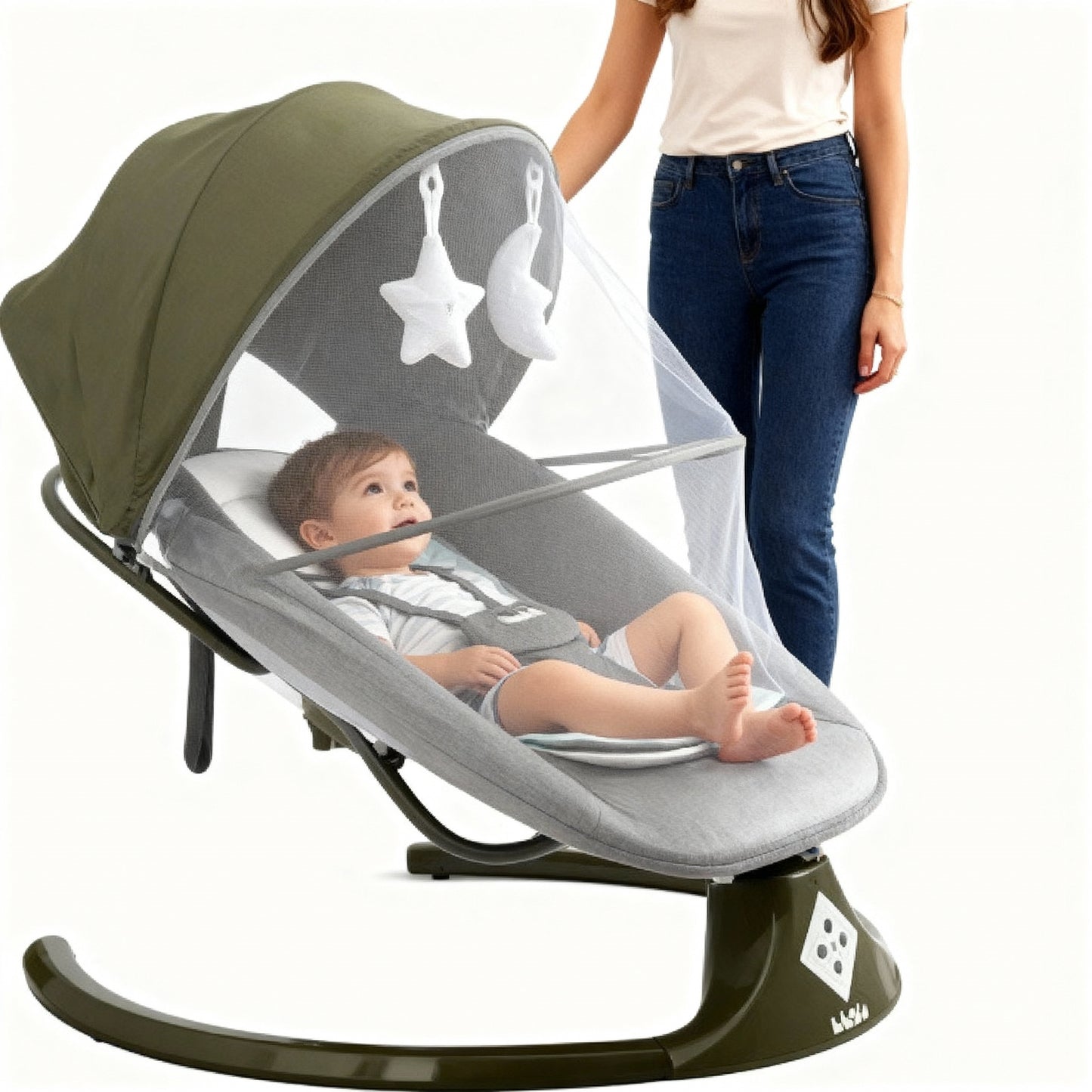 كرسي هزاز  بمظلة وشبكة واقية