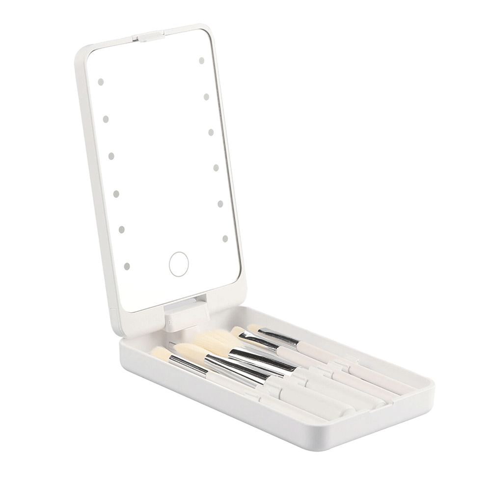 مرآة تجميل محمولة بإضاءة LED مع 5 فرش