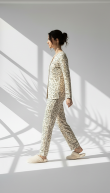 بيجامة نسائي بنقش ورود