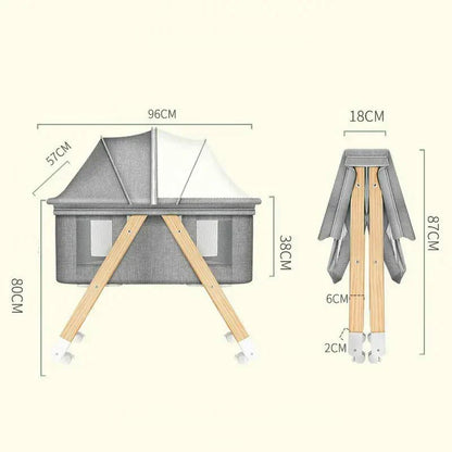 سرير أطفال متحرك من الخشب الصلب