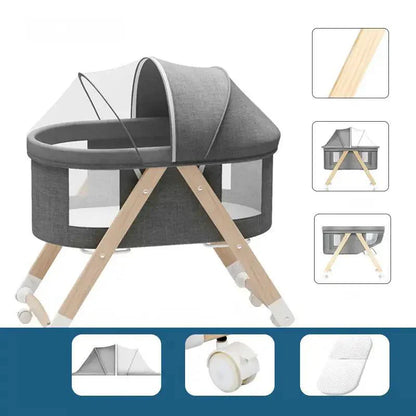 سرير أطفال متحرك من الخشب الصلب