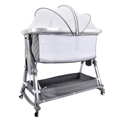 سرير بيبي كير بجانبي باللون الرمادي