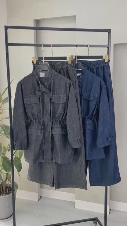 بدلة جينز نسائي مع جيب