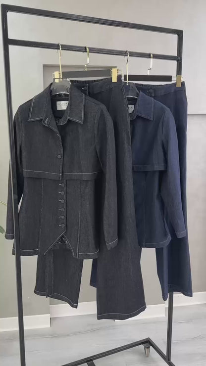 بدلة 3 قطع جينز