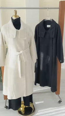 معطف طويل راقٍ بياقة عالية