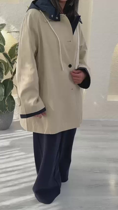 جاكيت ترنش كوت قصير بلمسة رياضية