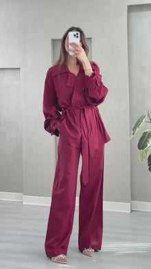 بدلة نسائي فضفاض بحزام