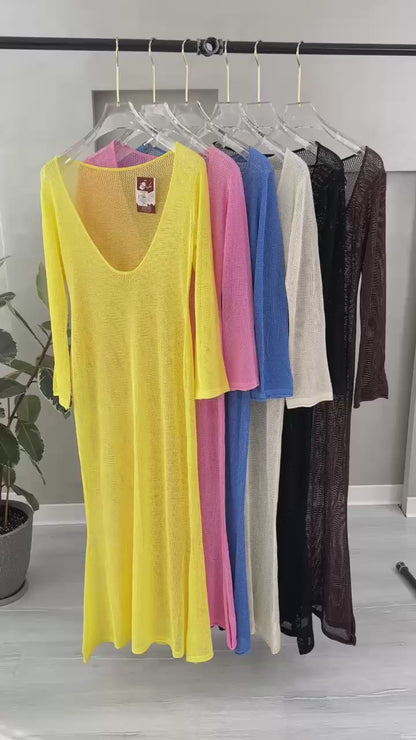 فستان شبك كم طويل