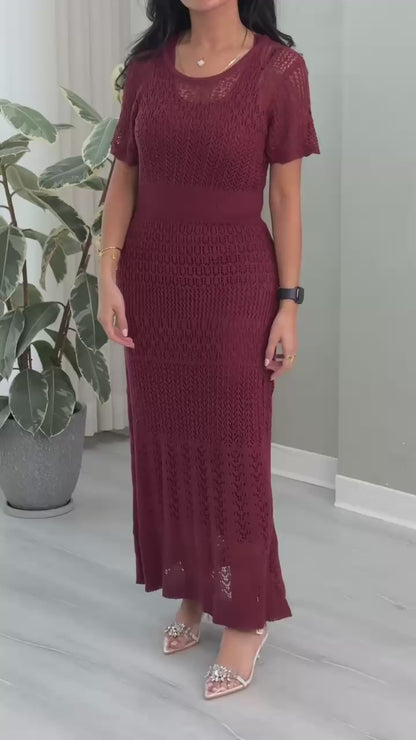 فستان شبك نص كم