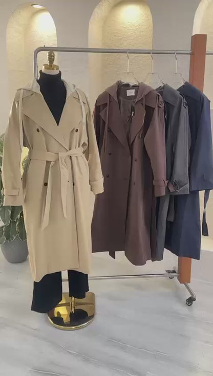 جاكيت نسائي طويل بحزام