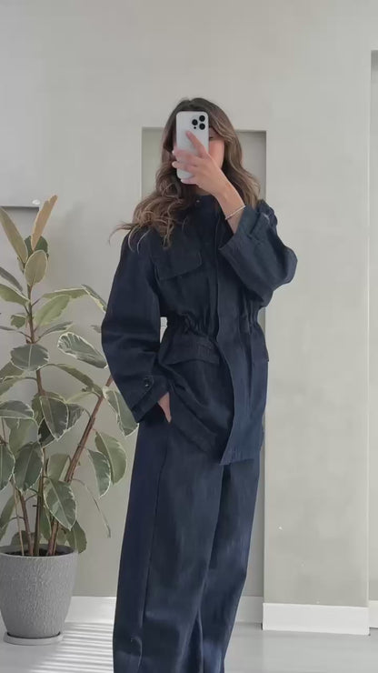 بدلة جينز نسائي مع جيب