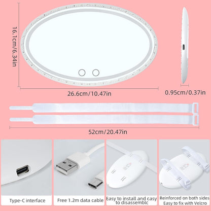 مرآة مكياج بيضاوية بإضاءة LED
